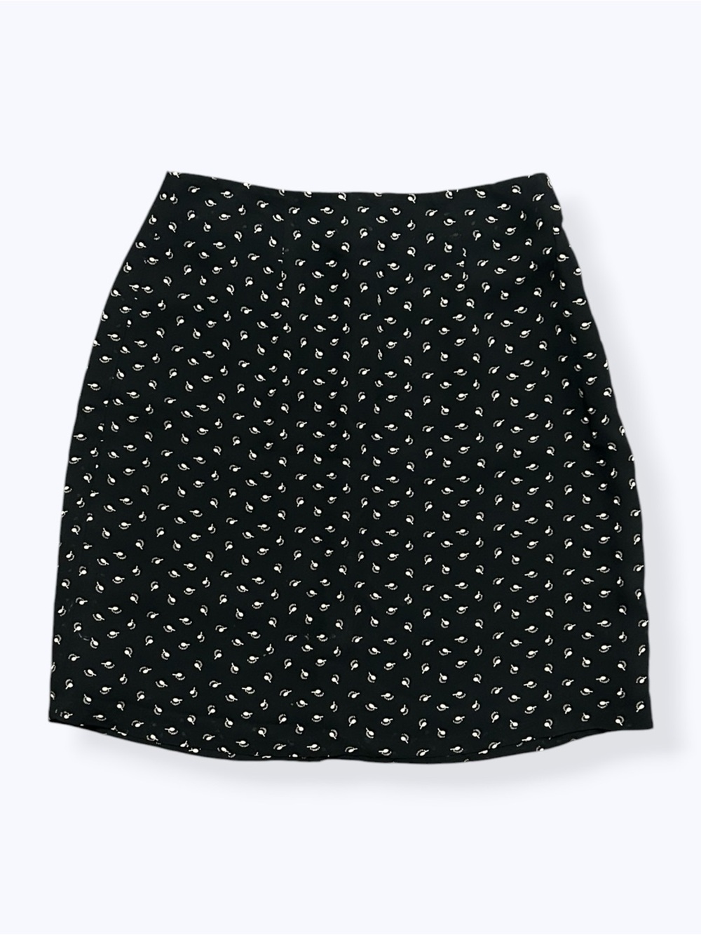 Vintage Ann Taylor Black Polka Dot Midi Skirt Split Hem 90s Y2K